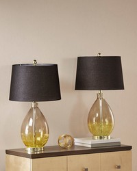 Cortina Ombre Glass Table Lamp Set of 2 Gold by   