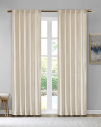 Colt Room Darkening Metallic Printed Poly Velvet Rod Pocket Back Tab Window Panel Pair Ivory by   