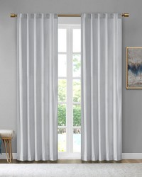 Colt Room Darkening Metallic Printed Poly Velvet Rod Pocket Back Tab Window Panel Pair Light Grey by   