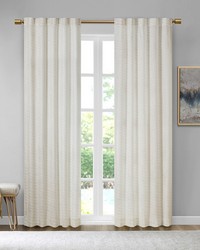 Colt Room Darkening Metallic Printed Poly Velvet Rod Pocket Back Tab Window Panel Pair White Gold by   