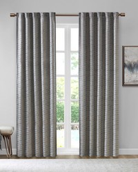 Colt Room Darkening Metallic Printed Poly Velvet Rod Pocket Back Tab Window Panel Pair Grey Copper by   