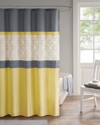 Donnell Embroidered and Pieced Shower Curtain Yellow Grey by   