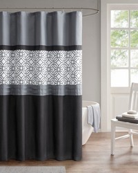 Donnell Embroidered and Pieced Shower Curtain Black Grey by   