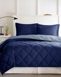 Larkspur 3M Scotchgard Diamond Quilting Reversible Down Alternative Comforter Set Navy Light Blue Twin by   