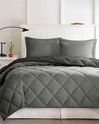 Larkspur 3M Scotchgard Diamond Quilting Reversible Down Alternative Comforter Set Black Grey Twin by   