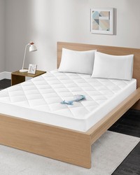 Quiet Nights 300 Thread Count Cotton Sateen Waterproof Mattress Pad White Twin by   