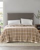 Olliix Micro Fleece Blanket Tan Plaid