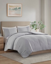 Miro 3 Piece Gauze Oversized Comforter Set Gray Full Queen by   