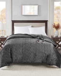 Quilted Plush Heated Blanket Grey Twin by   