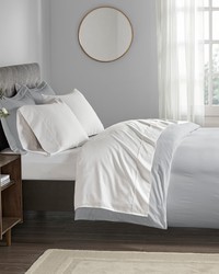 400 Thread Count Wrinkle Resistant Cotton Sateen Sheet Set White Full by   