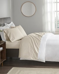 400 Thread Count Wrinkle Resistant Cotton Sateen Sheet Set Ivory Full by   