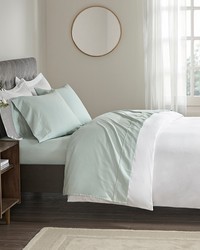 400 Thread Count Wrinkle Resistant Cotton Sateen Sheet Set Seafoam Full by   