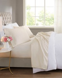 600 Thread Count Cooling Cotton Blend 4 PC Sheet Set Ivory Full by   