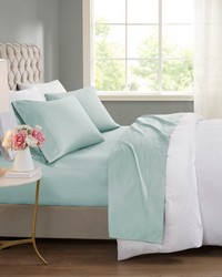 600 Thread Count Cooling Cotton Blend 4 PC Sheet Set Seafoam Full by   