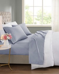 600 Thread Count Cooling Cotton Blend 4 PC Sheet Set Blue Full by   