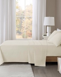 Oversized Flannel 4 Piece Sheet Set Ivory Solid Queen by   