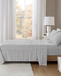 Oversized Flannel 4 Piece Sheet Set Grey Windowpane Queen by   