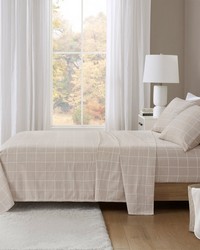 Oversized Flannel 4 Piece Sheet Set Beige Windowpane Queen by   