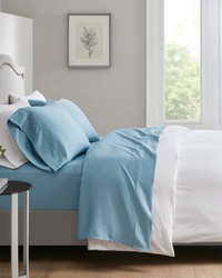 700 Thread Count Cotton TriBlend 4 PC Sheet Set Blue Full by   