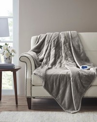 Heated Microlight to Berber Throw Grey by   