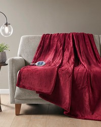 Heated Plush Throw Red by   