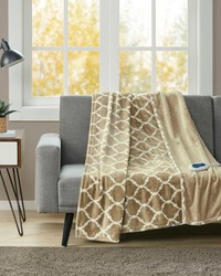 Heated Ogee Throw Tan by   