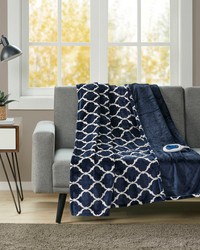 Heated Ogee Throw Indigo by   