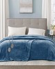 Olliix Heated Plush Blanket Sapphire Blue