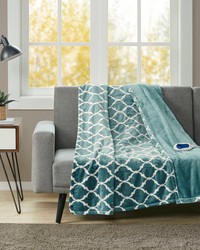 Heated Ogee Throw Teal by   