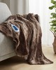 Olliix Zuri Oversized Faux Fur Heated Throw Brown