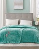 Olliix Heated Plush Blanket Aqua