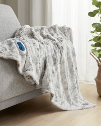 Zuri Oversized Faux Fur Heated Throw Natural Marble by   