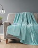 Olliix Heated Plush Throw Aqua