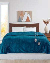 Heated Microlight to Berber Blanket Teal Twin by   