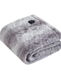 Zuri Faux Fur Heated Wrap with Builtin Controller Grey by   