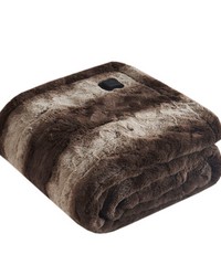 Zuri Faux Fur Heated Wrap with Builtin Controller Brown by   