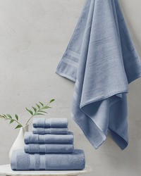 Plume 100 Cotton Feather Touch Antimicrobial Towel 6 Piece Set Blue by   