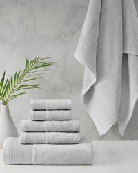 Nuage Cotton Tencel Blend Antimicrobial 6 Piece Towel Set Grey by   