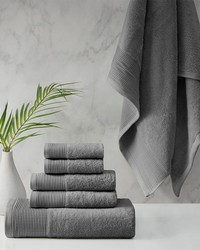Nuage Cotton Tencel Blend Antimicrobial 6 Piece Towel Set Charcoal by   