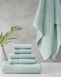 Nuage Cotton Tencel Blend Antimicrobial 6 Piece Towel Set Seafoam by   