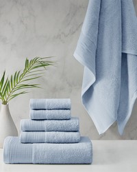 Nuage Cotton Tencel Blend Antimicrobial 6 Piece Towel Set Blue by   