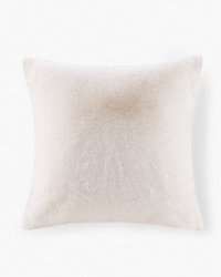 Sable Solid Faux Fur Square Decor Pillow Ivory by   