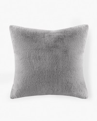 Sable Solid Faux Fur Square Decor Pillow Grey by   