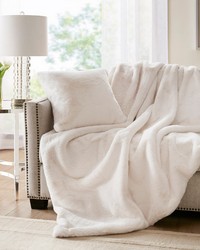 Sable Solid Faux Fur Throw Ivory by   