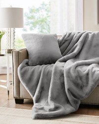 Sable Solid Faux Fur Throw Grey by   