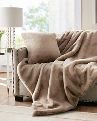 Sable Solid Faux Fur Throw Golden by   