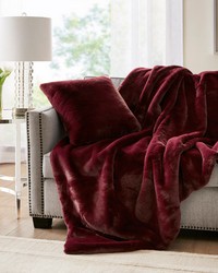 Sable Solid Faux Fur Throw Burgundy by   