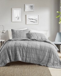 Gema 3 Piece Grey Coverlet Set Gray Full Queen by   