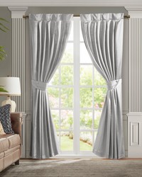 Avignon Pleat Curtain Panel with Tieback Single Silver by   