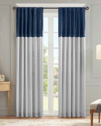 Vicenza Invertible Curtain Panel Single Navy Silver by   